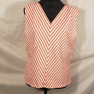 Women's Tehama Orange & White Striped Sleeveless Top, Size L